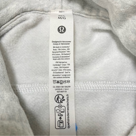 Lululemon scuba oversized half zipped hoodie light gray chunky size M/L cropped - Picture 12 of 14